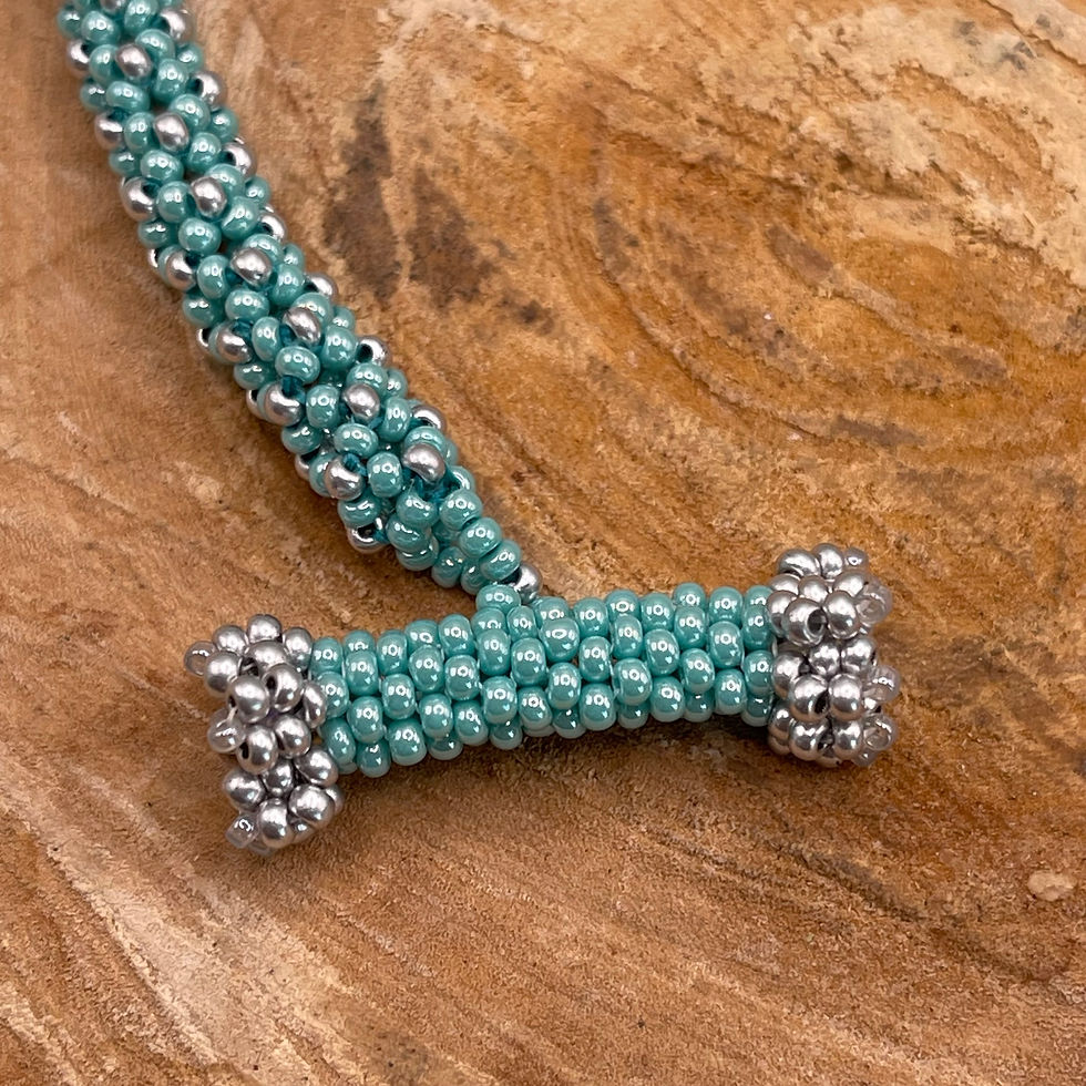 Thumbnail: Silver/Turquoise Beaded Boho Bracelet