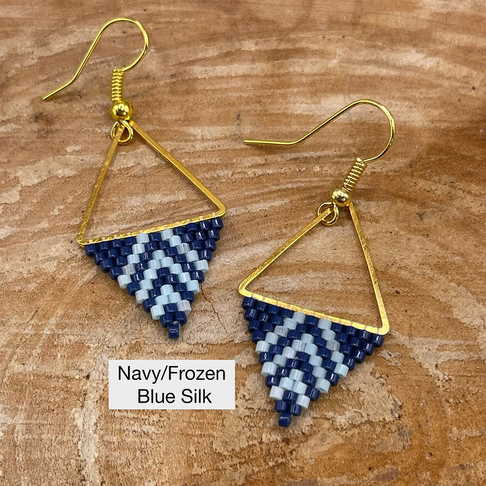 Thumbnail: Modern Geometric Beaded Triangle Earring Gold