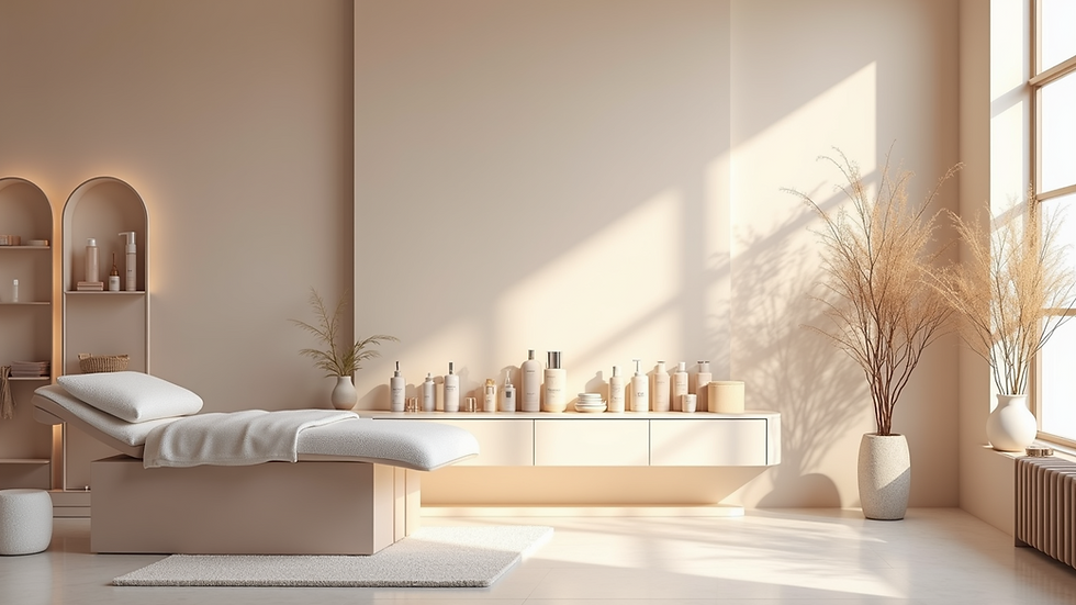 Eye-level view of a modern skincare clinic interior
