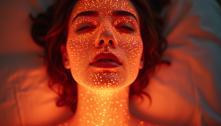 High angle view of smooth, glowing skin after radio frequency therapy