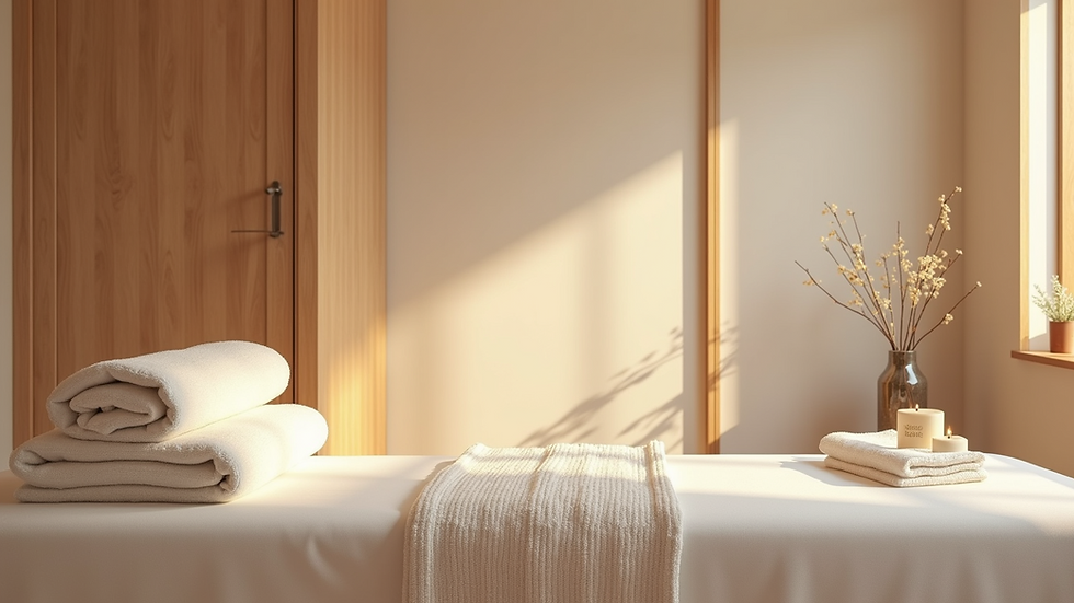 Eye-level view of a serene spa room with calming decor