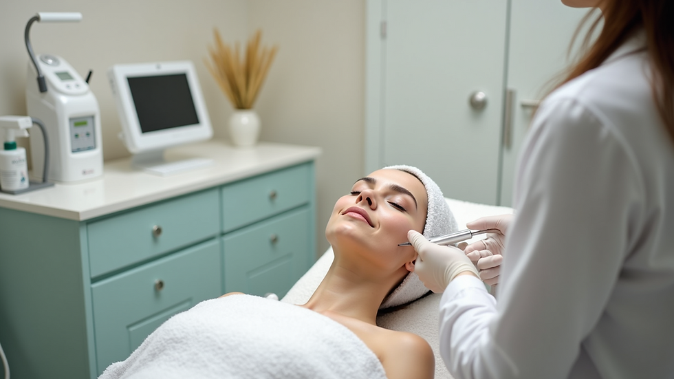 Close-up view of a skincare treatment room with modern equipment