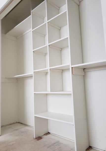 Built this new set of closet shelving the homeowner designed to get maximum storage in this bedroom closet. Remodeler Handyman Bozeman Montana On HIS Mark Services