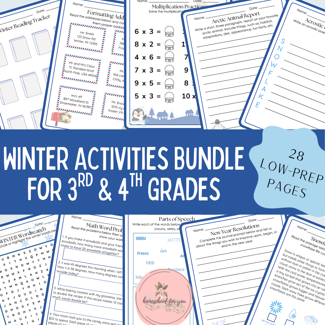 Winter Activities Bundle for 3rd and 4th Grades