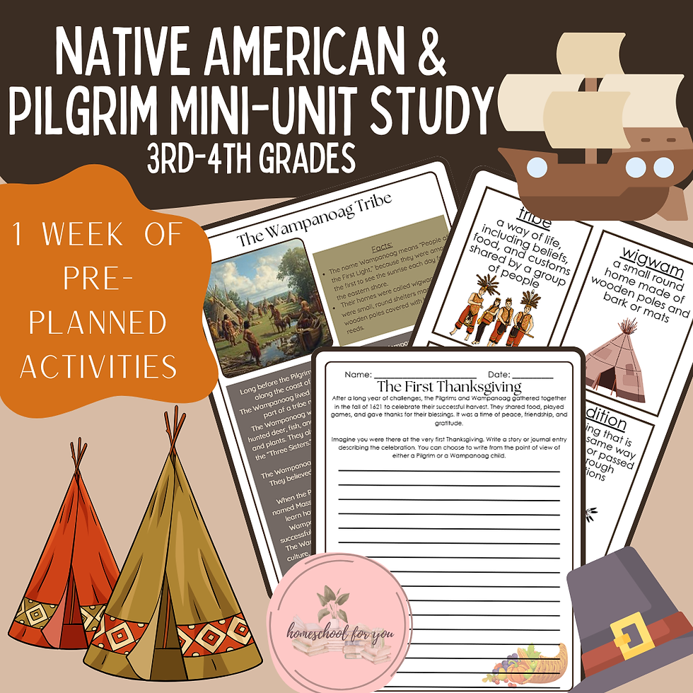 Native American & Pilgrim Mini Unit Study (3rd–4th Grade)
