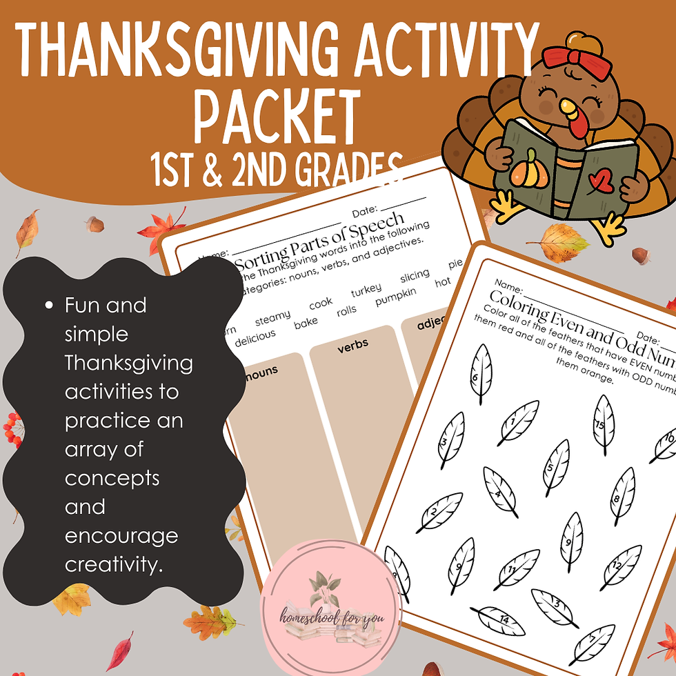 Thumbnail: Thanksgiving Independent Work Packet for 1st and 2nd Grades