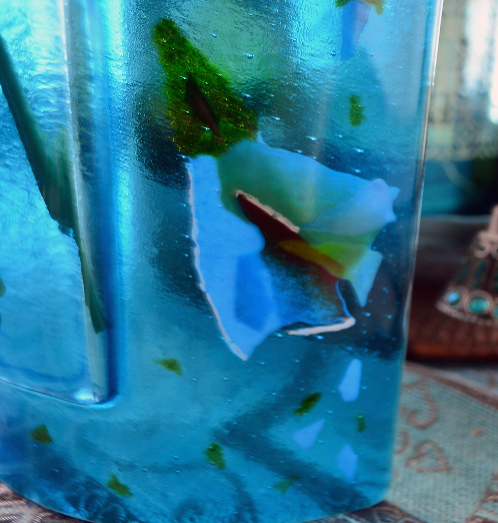 Thumbnail: Vase - Turquoise with Powdered Glass Wafers
