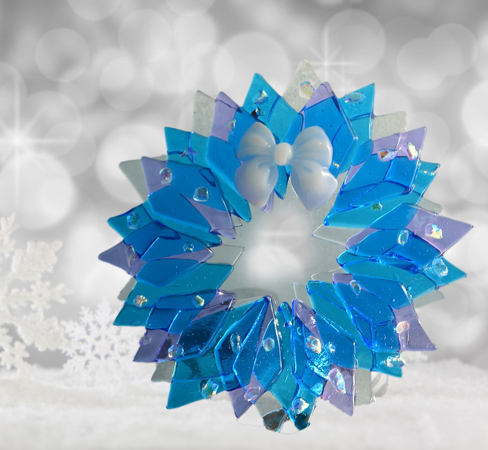 Thumbnail: Wreath - Blue and Lavender with Iridescent Beads