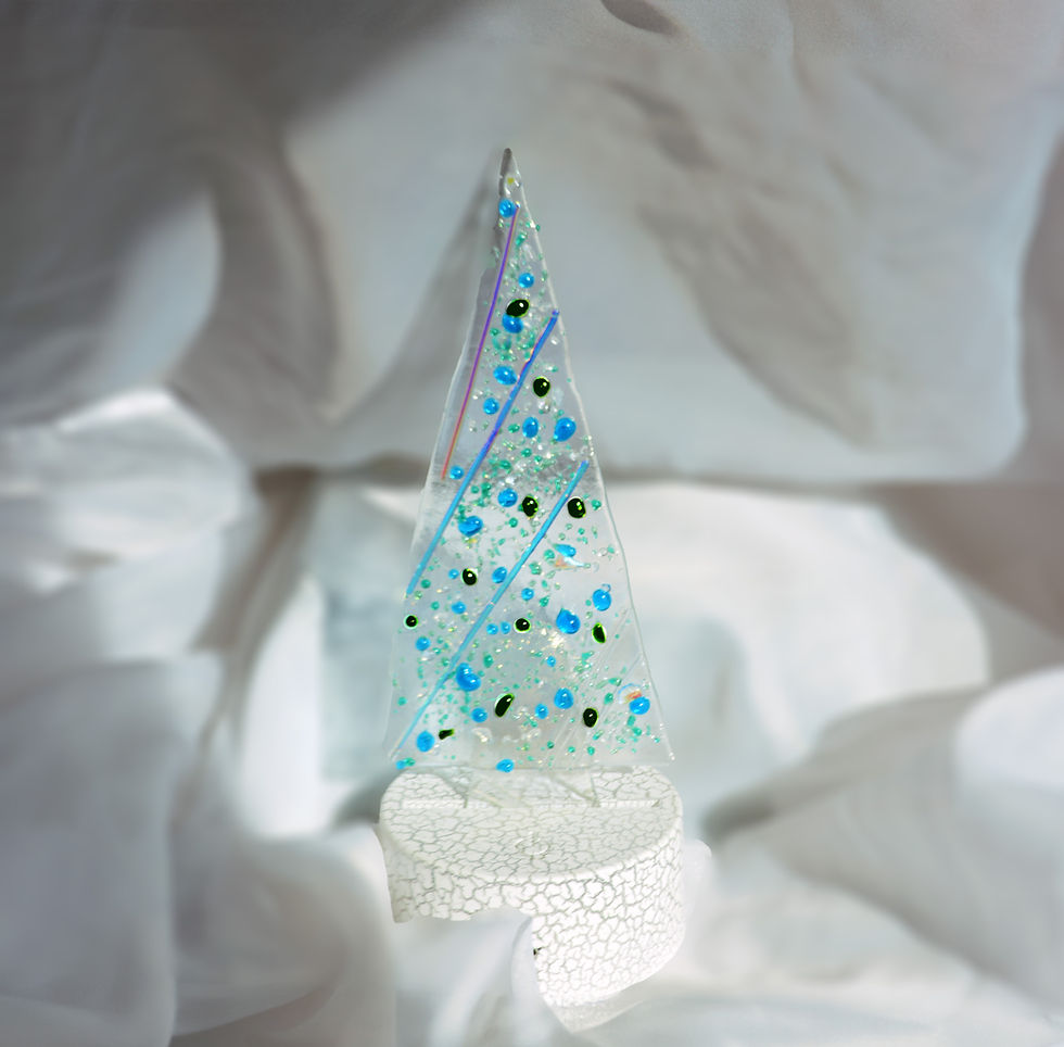 Thumbnail: Christmas Tree - Blue and Green Iridescent - Lighted Base and Remote