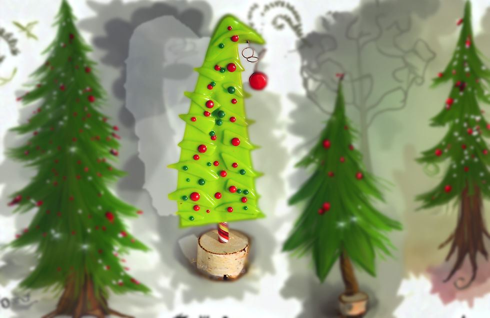 Thumbnail: Christmas Tree - Opaque Grinch - Wood Base