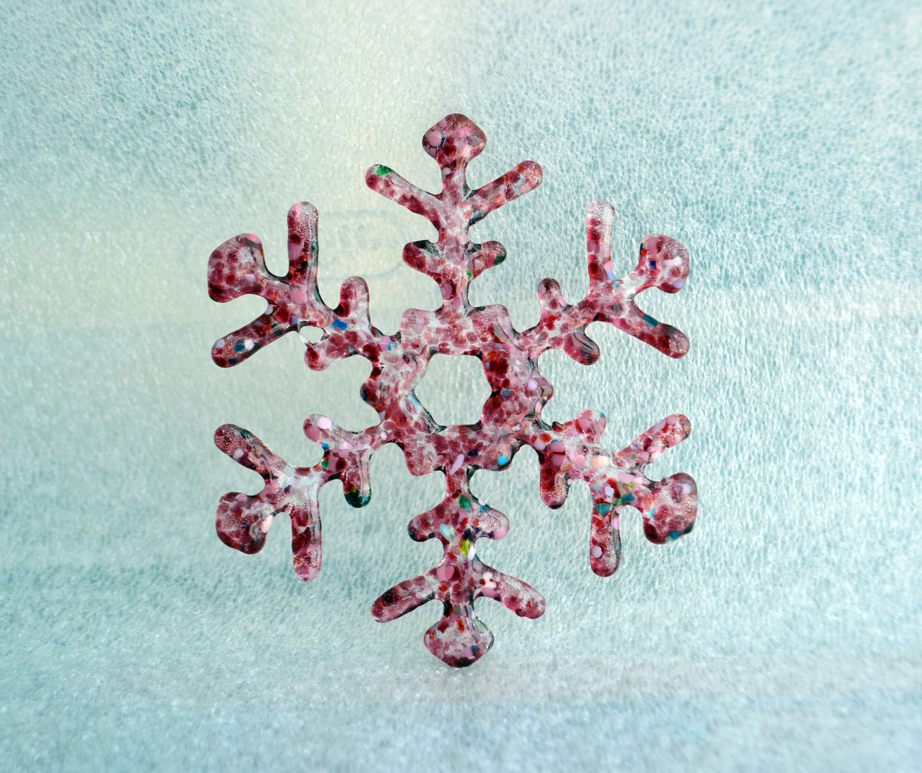 Snowflake - Coral Glass and Pink Confetti Frit