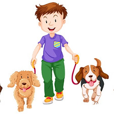 Ilustração, guardador com dois pets