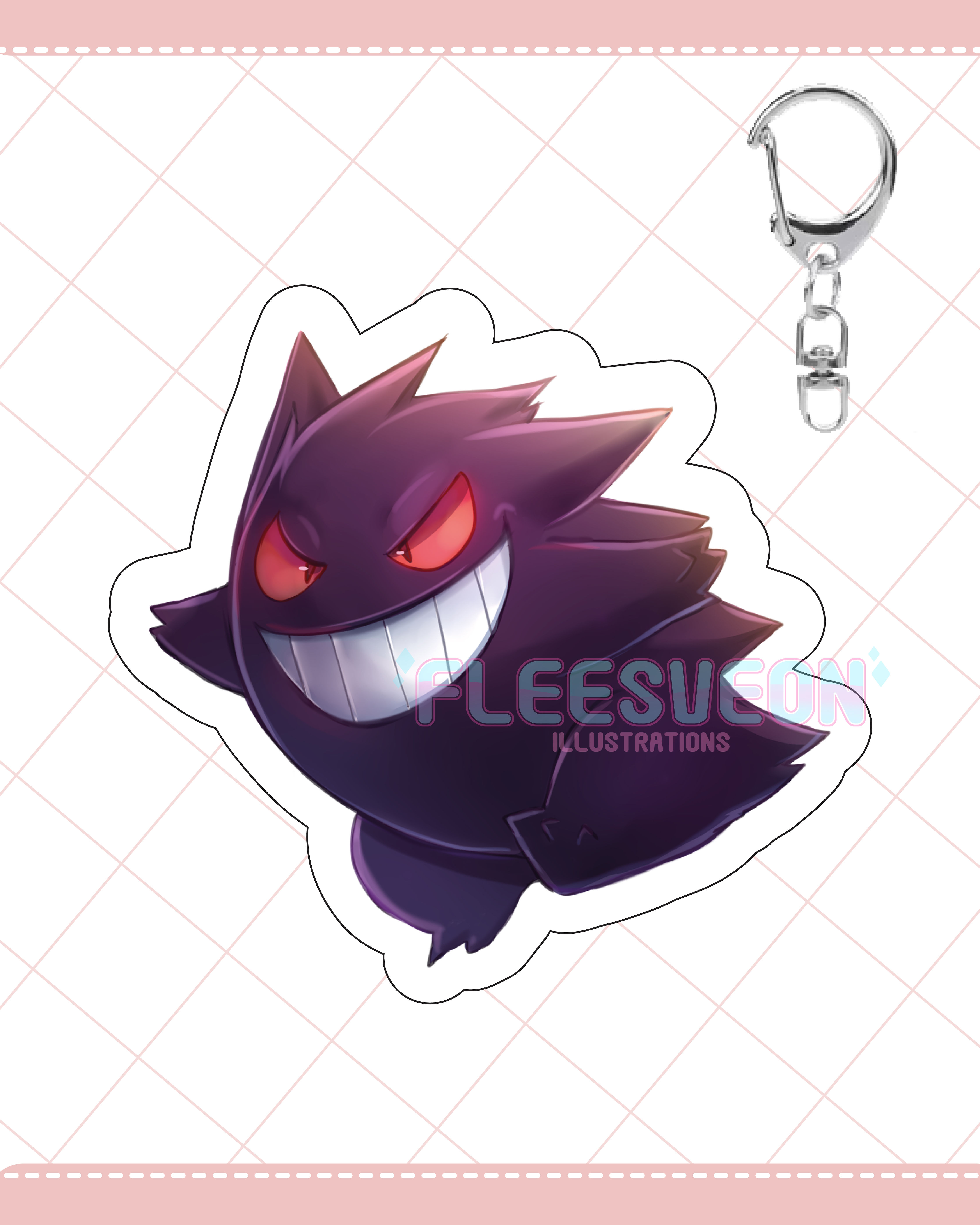Gengar From Pokemon (2 inch acrylic Charm)