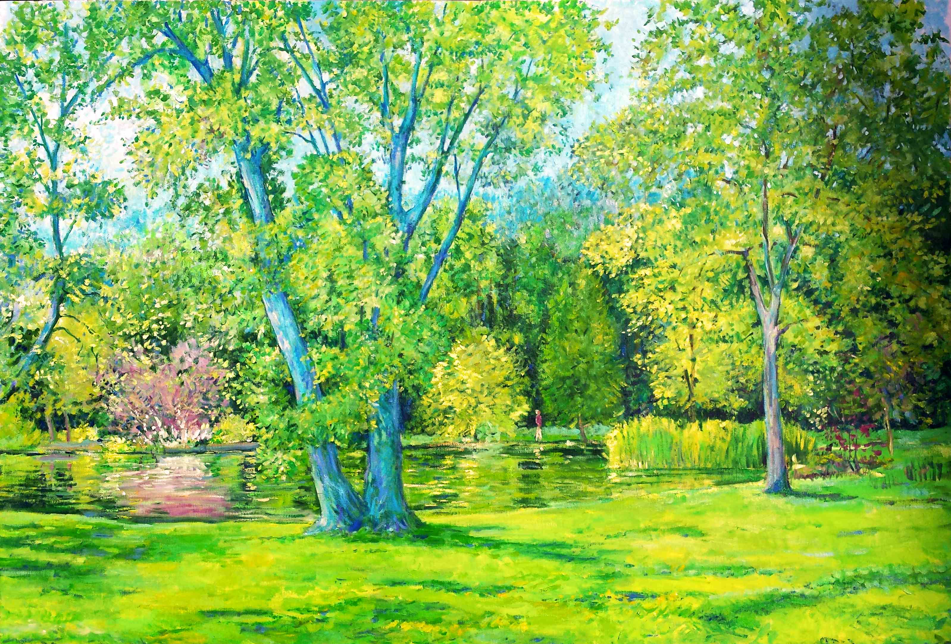 Kurpark in Bad Bellingen - Oel-Leinwand