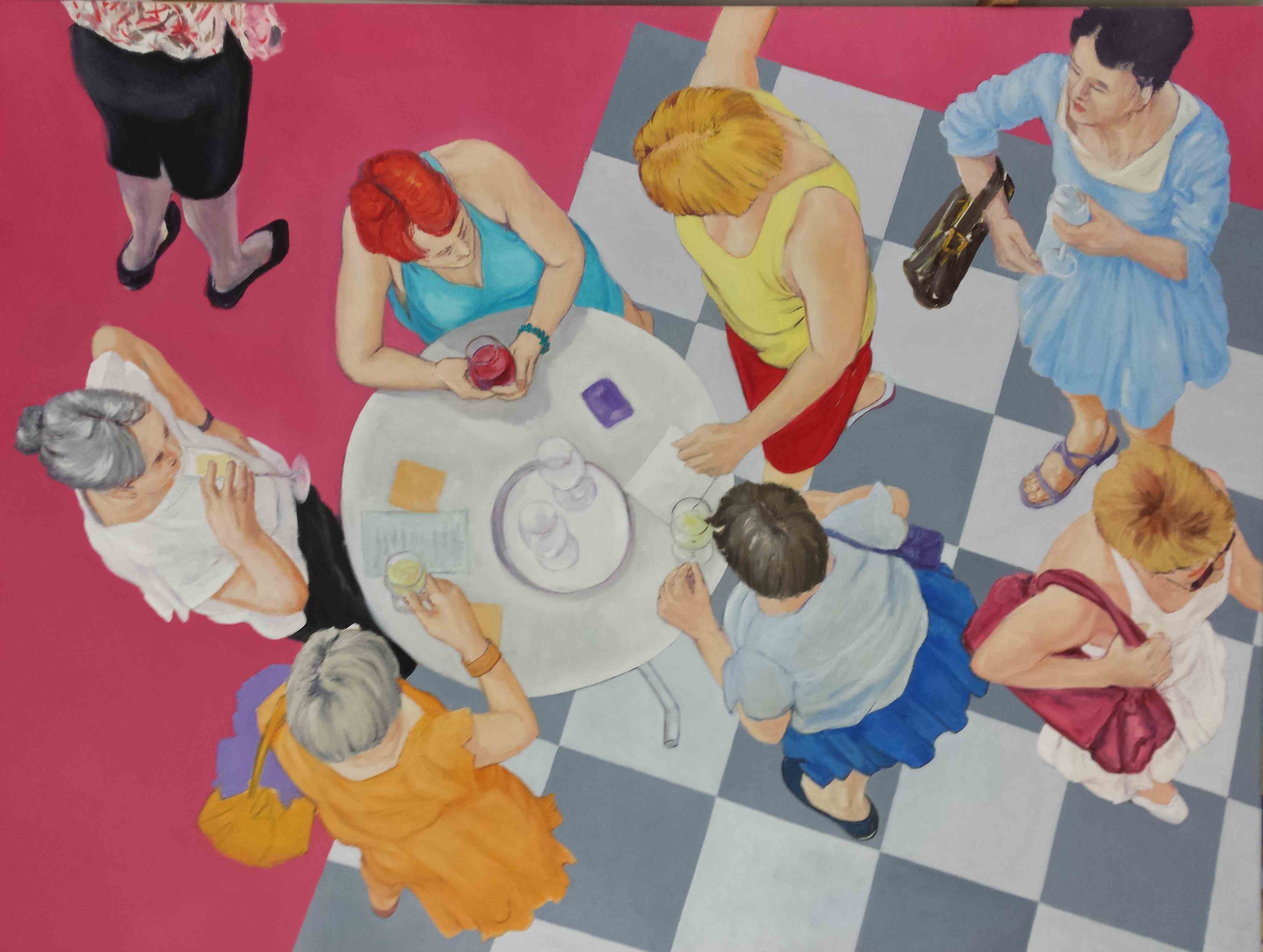 Theaterpause-Frauengruppe von oben
