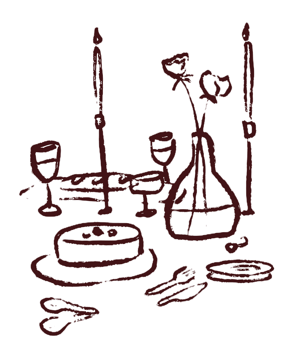 Illustrated dinner table by Weeknight Studio