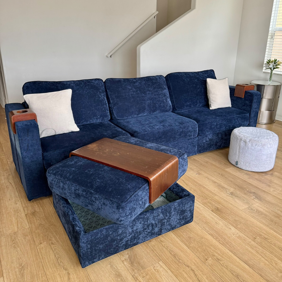 Lovesac Sapphire Navy Corded Velvet 4 Seat 5 Side Sactional