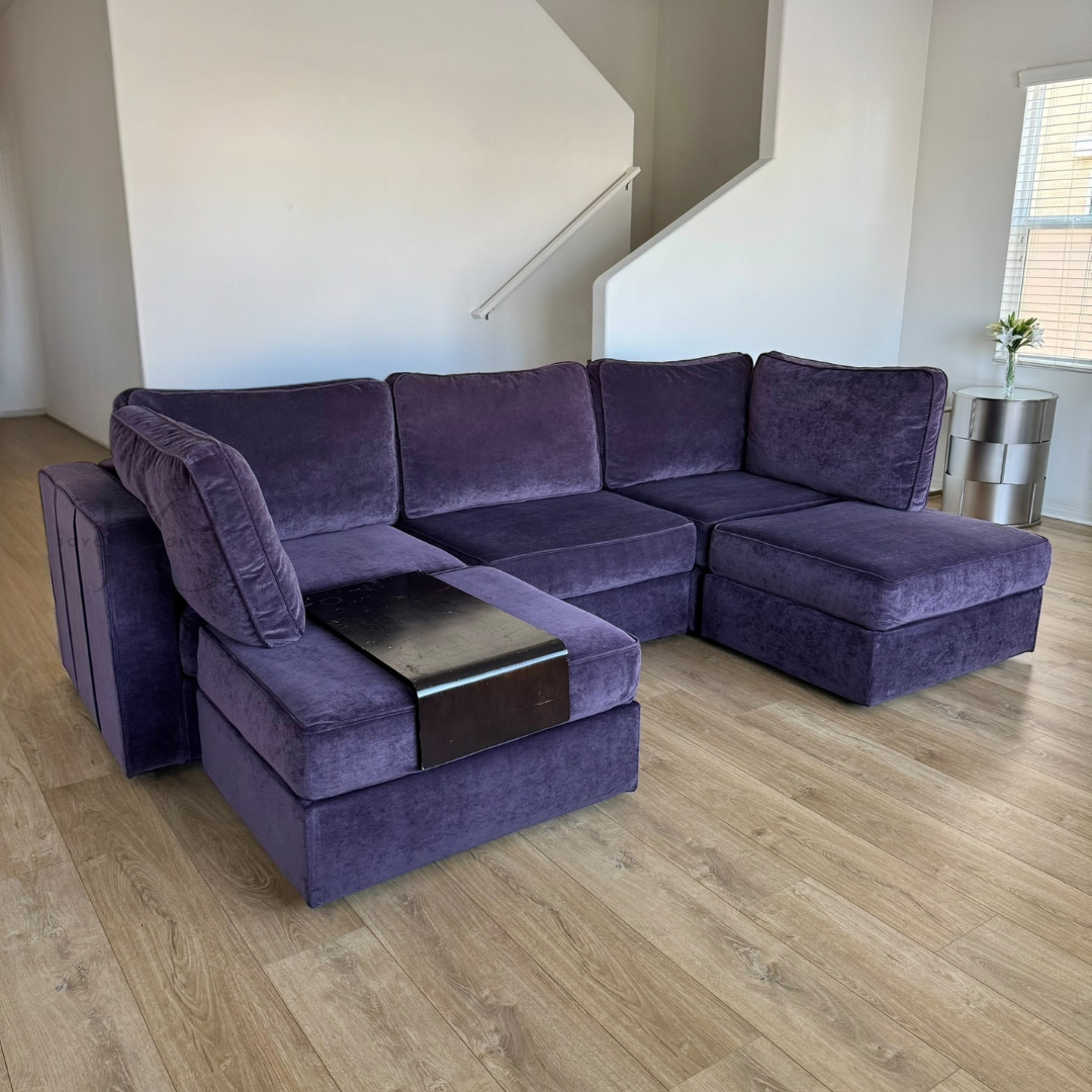 Lovesac Amethyst Velvet 5 Seat 5 Side Sactional