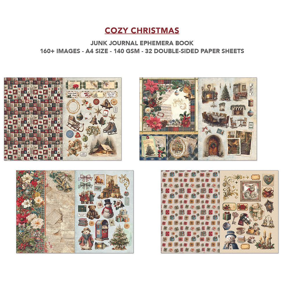 Miniature : Ephemera Book de 32 pages -- Cozy Christmas -- Format A4 -- Ciao Bella