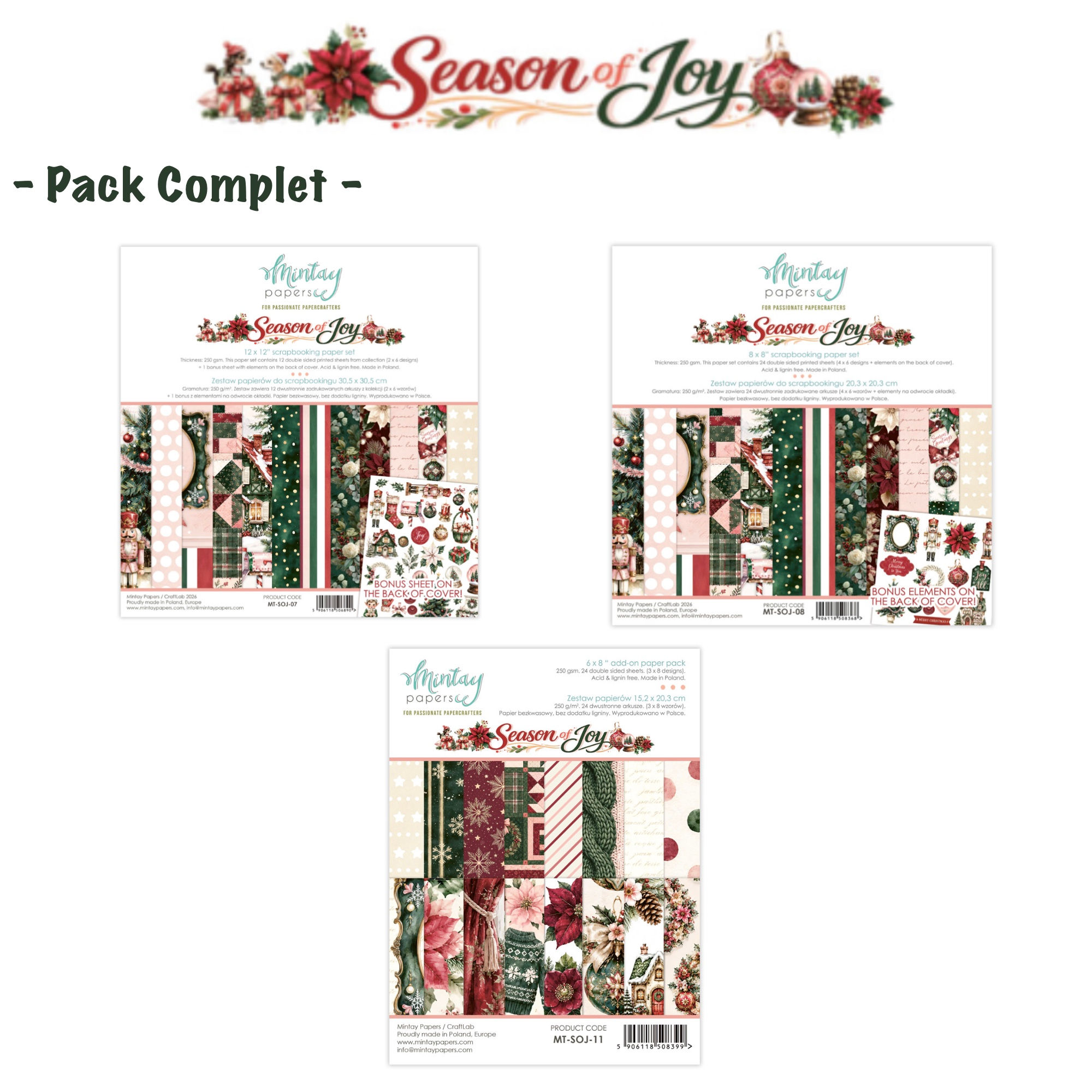 Pack Complet -- Mintay "Season of Joy" (3 Blocs)