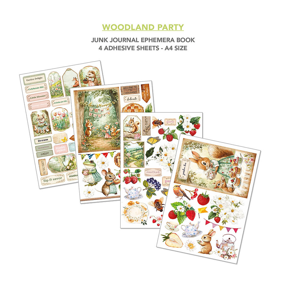 Miniature : Ephemera Book de 32 pages -- Woodland Party -- Format A4 -- Ciao Bella