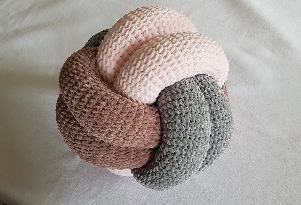 Miniature : Coussin Noeud au crochet tricolore / Crochet Knot Pillow / Décoration