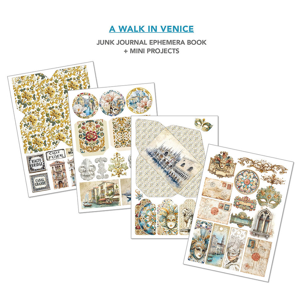 Miniature : Ephemera Book de 32 pages -- A Walk in Venice -- Format A4 -- Ciao Bella