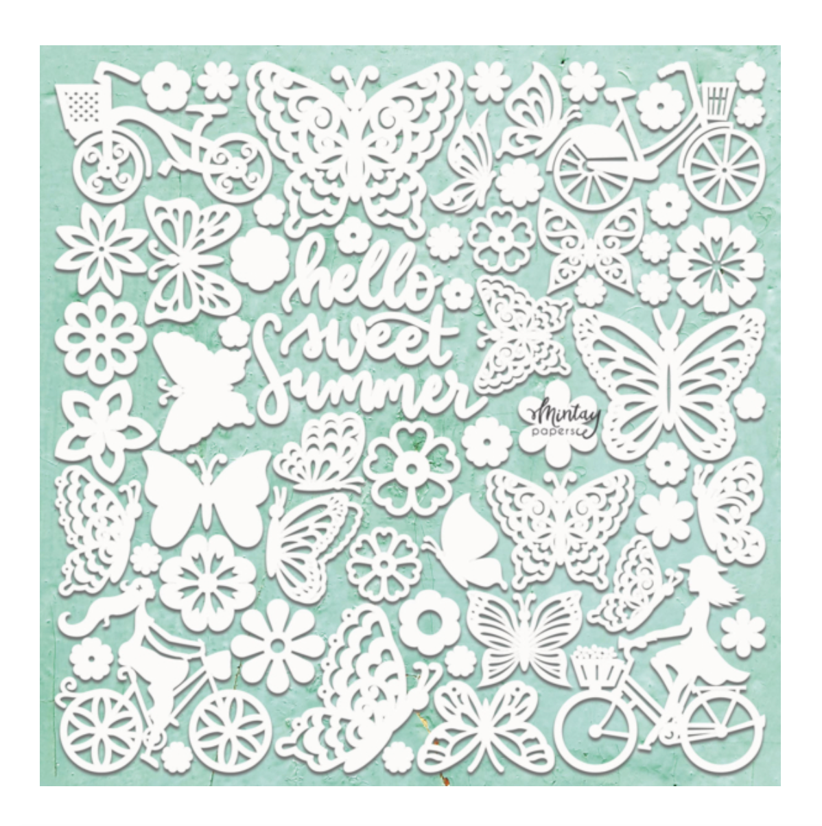 Planche Chipboards "Summertime" -- 30,5 x 30,5 cm -- Mintay Papers