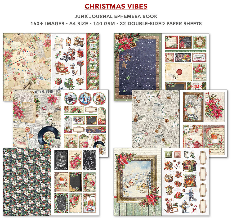 Miniature : Ephemera Book de 32 pages -- Magic Christmas -- Format A4 -- Ciao Bella
