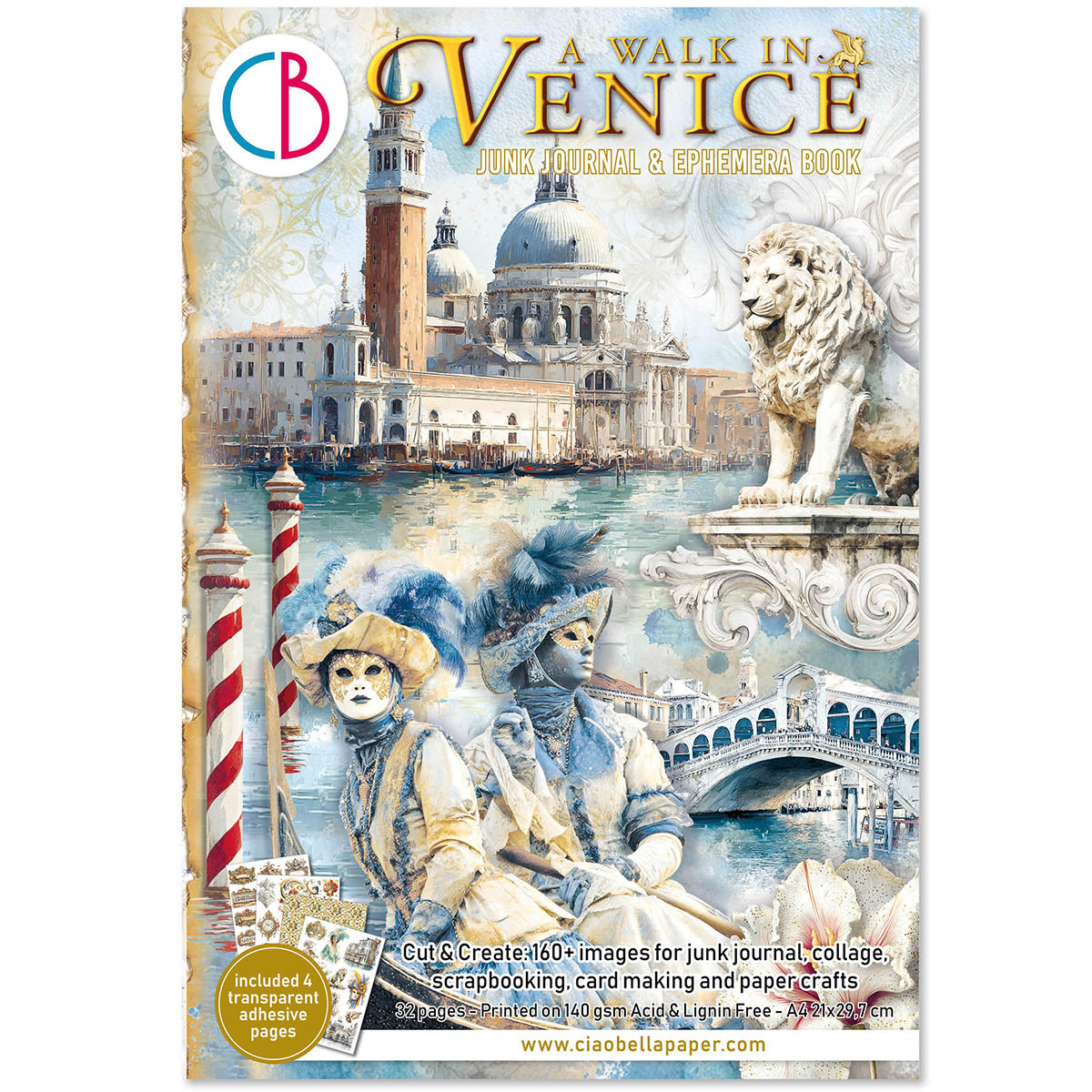 Ephemera Book de 32 pages -- A Walk in Venice -- Format A4 -- Ciao Bella