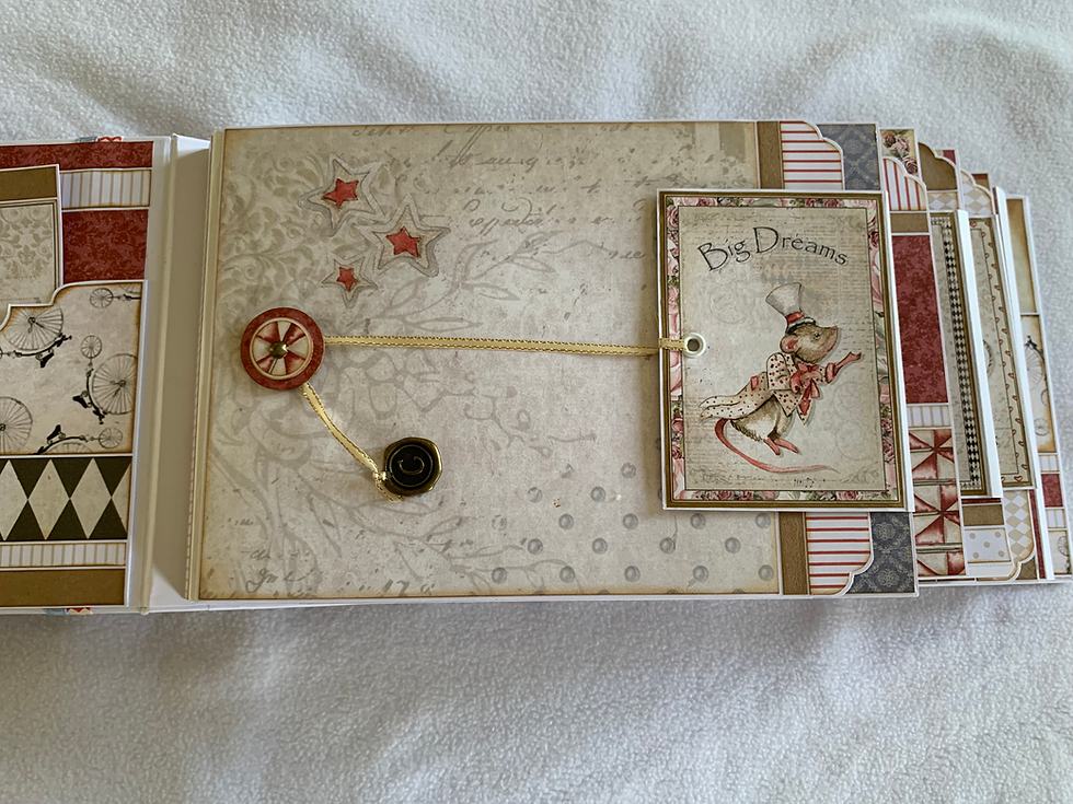 Miniature : Album photos Scrap "It's Show Time" dans sa boite -- Thème Cirque -- Fait main