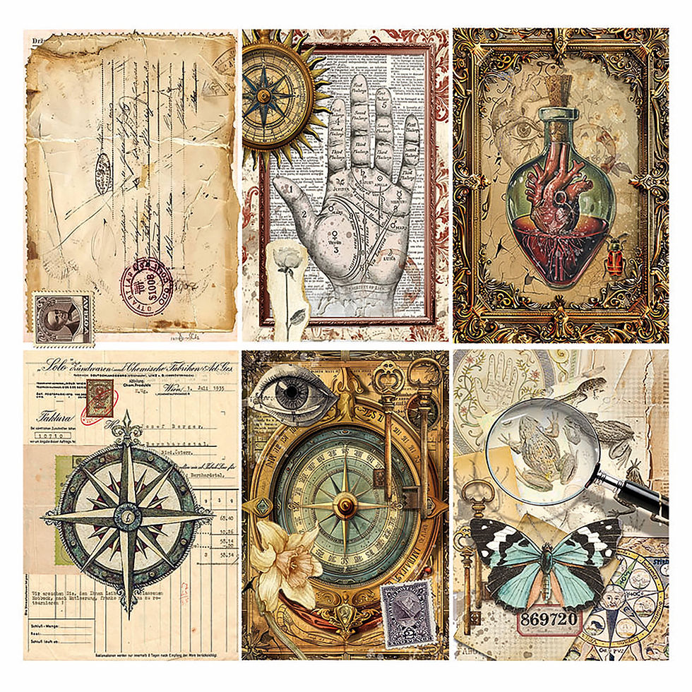 Miniature : Lot de 6 Papiers Vellum "Cabinet of Curiosities"-- 6 x 6 (15x15cm) -- Ciao Bella