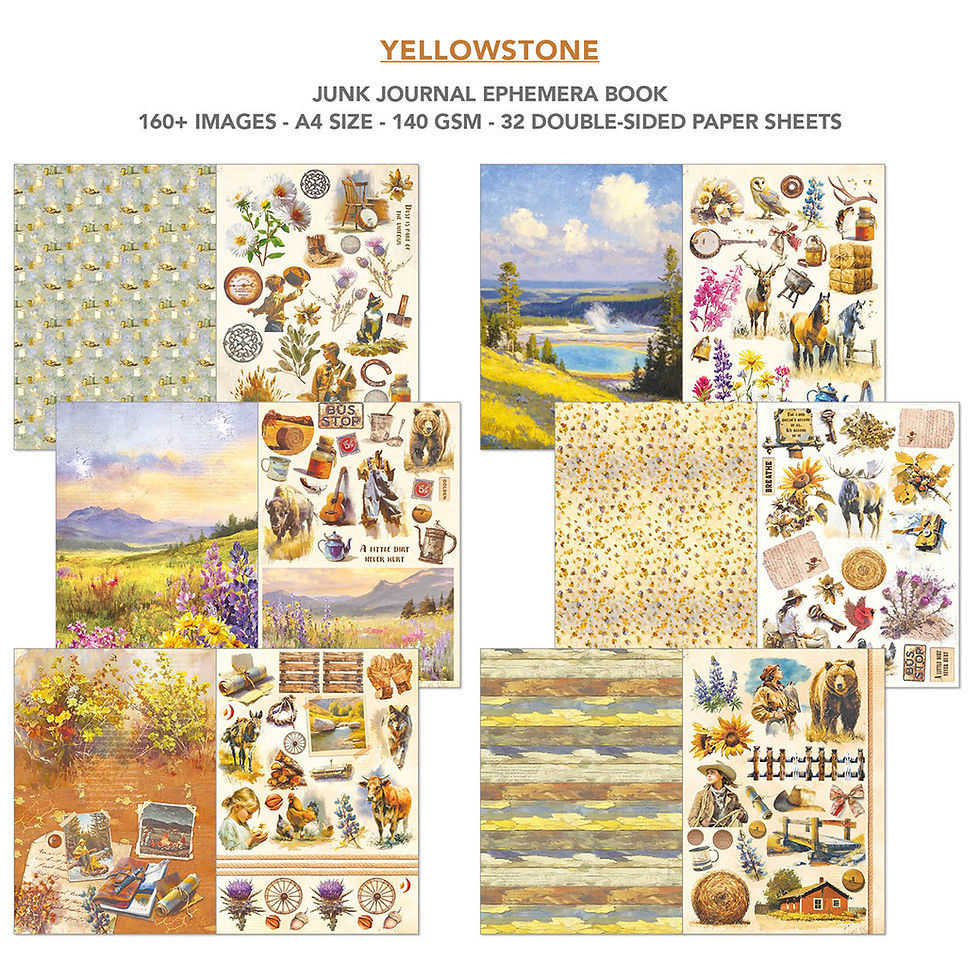 Miniature : Ephemera Book de 32 pages -- Yellowstone -- Format A4 -- Ciao Bella