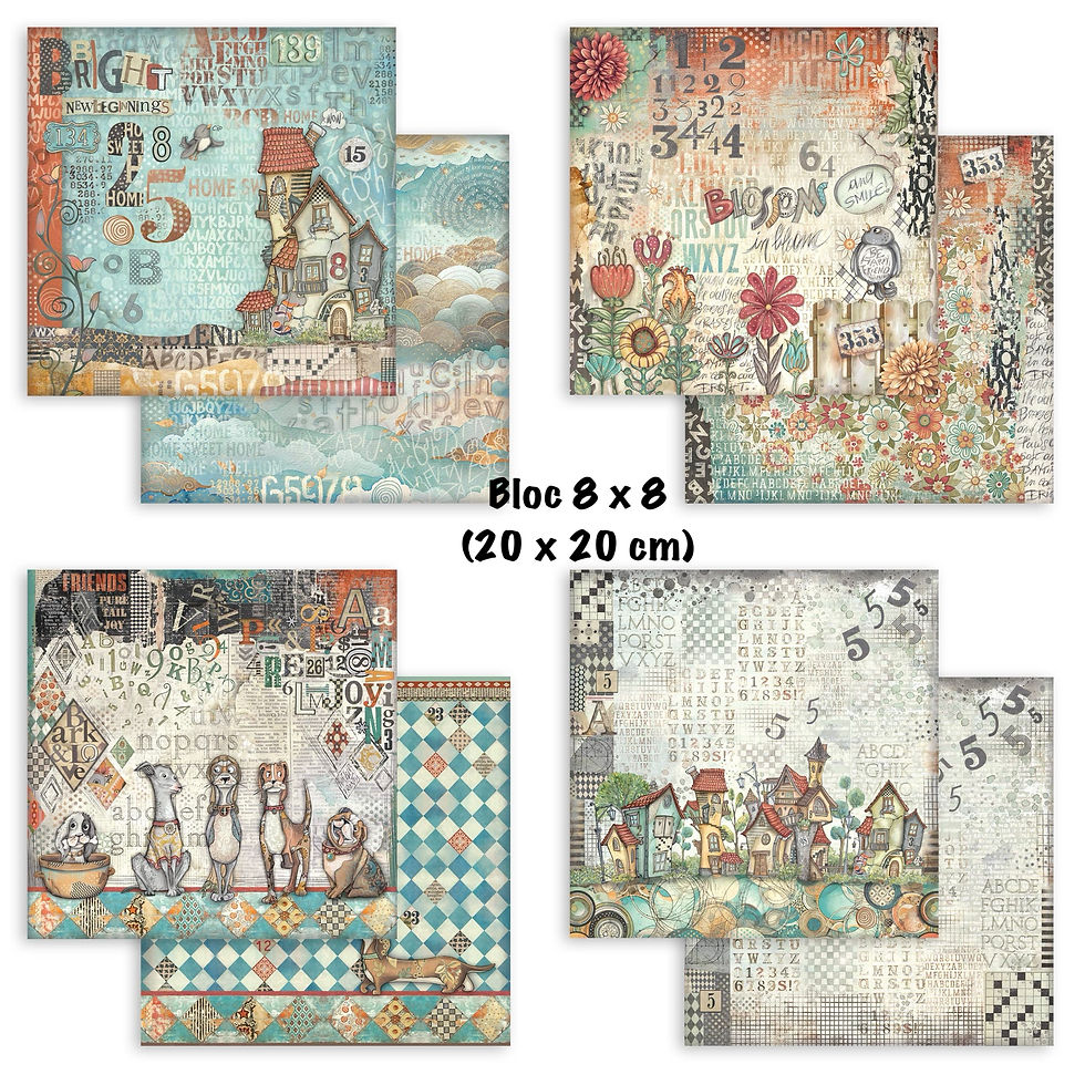 Miniature : Bloc Stamperia "Furry Friends"-- Format 8 x 8 (20 x 20 cm)