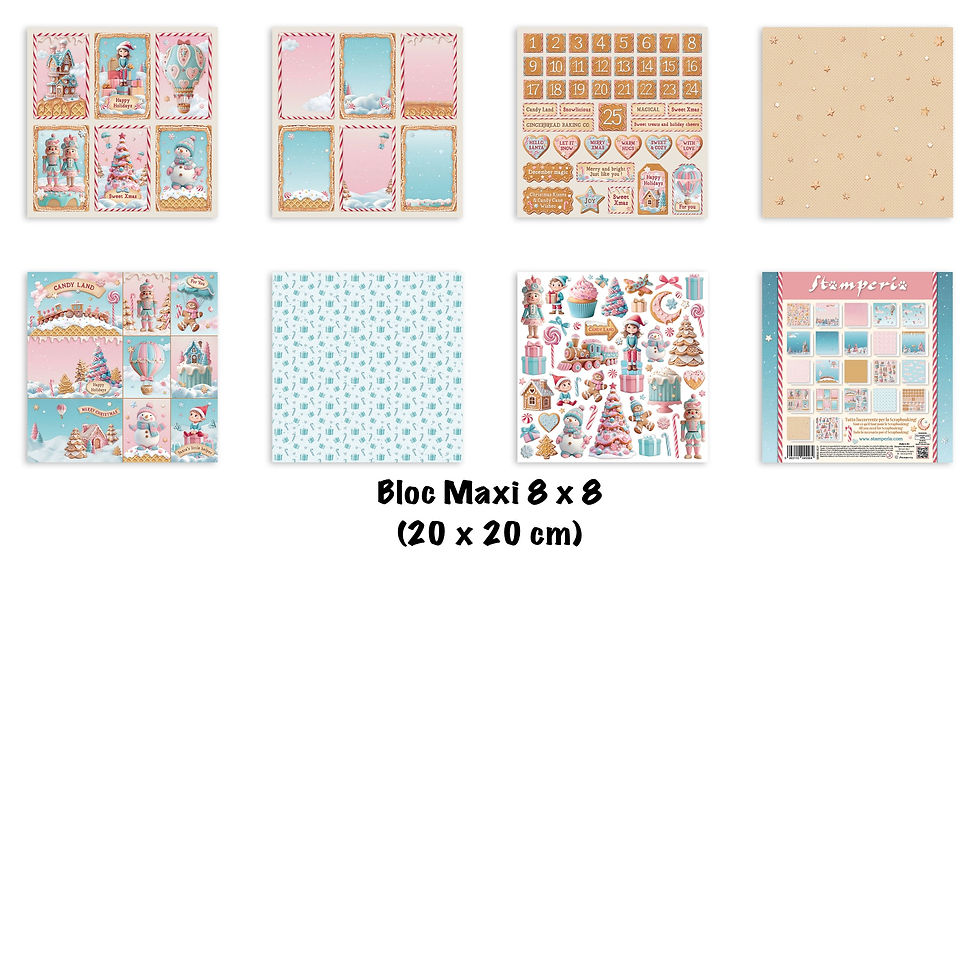 Miniature : Pack Complet MAXI Bloc Stamperia "Candy Christmas" (2 blocs)