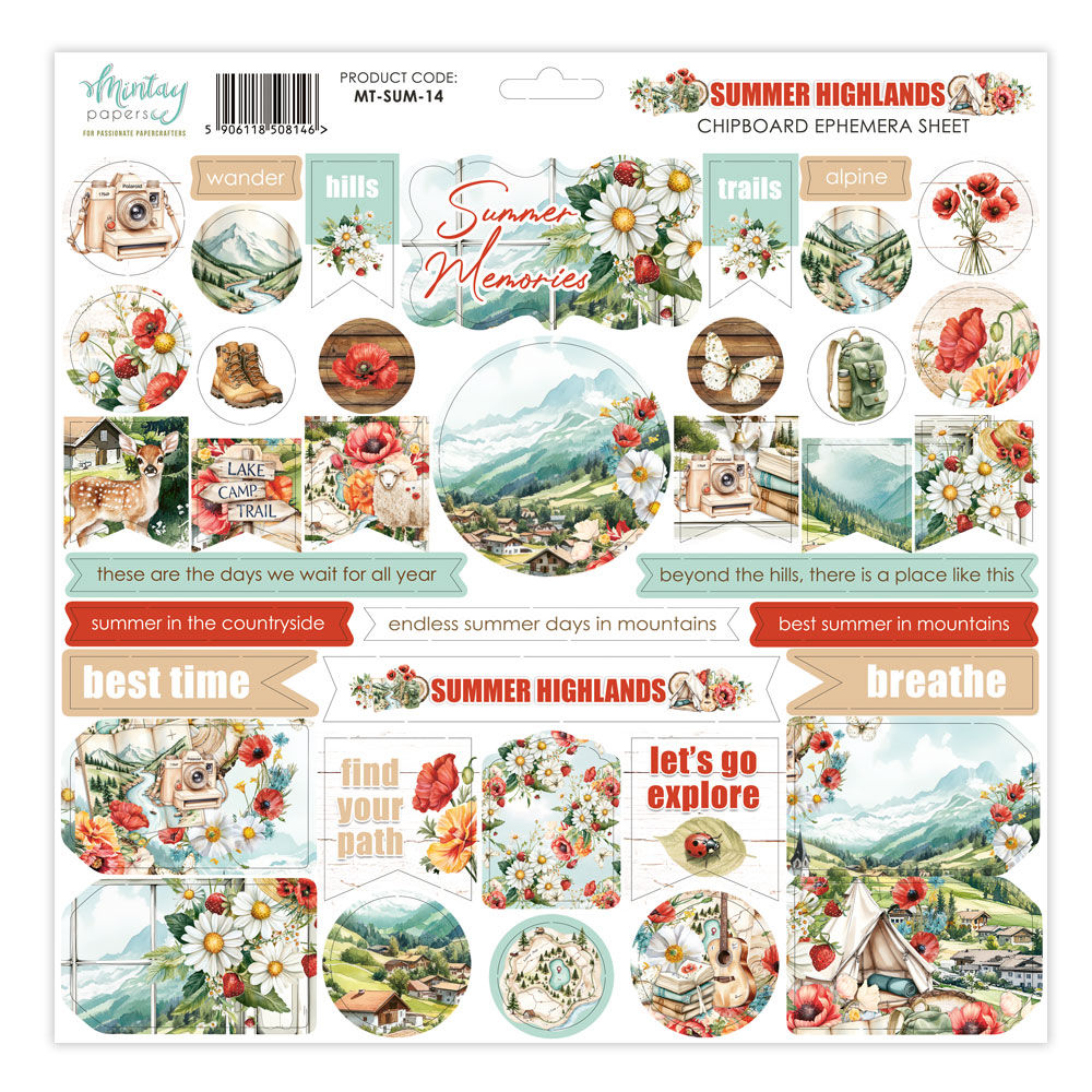 Chipboard Ephemera -- Collection "Summer Highlands" -- Mintay