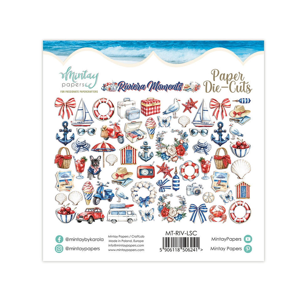 Miniature : Die-Cuts 60 pcs -- Collection "Riviera Moments" -- Mintay