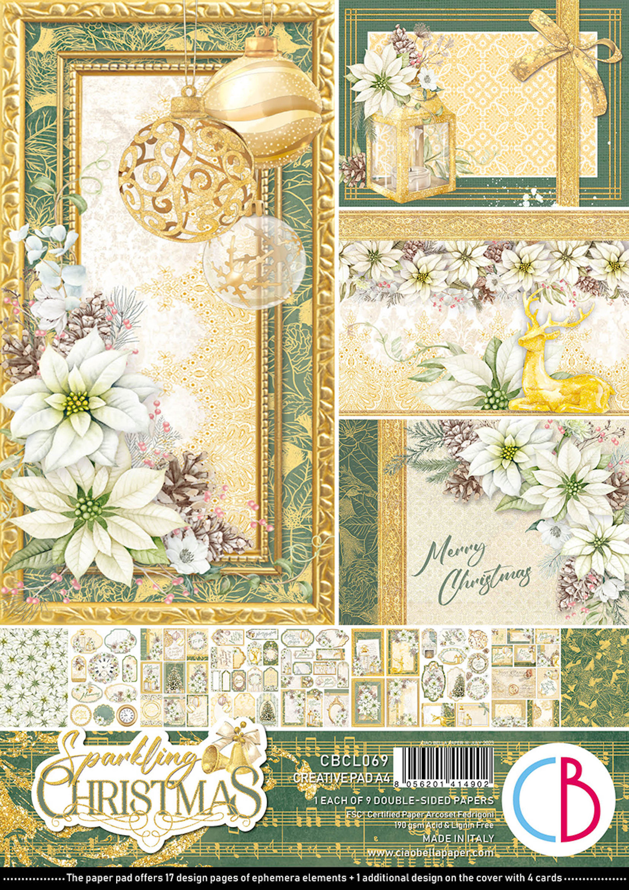 Bloc Ciao Bella "Sparkling Christmas" -- Format A4 (21 x 29,7 cm)