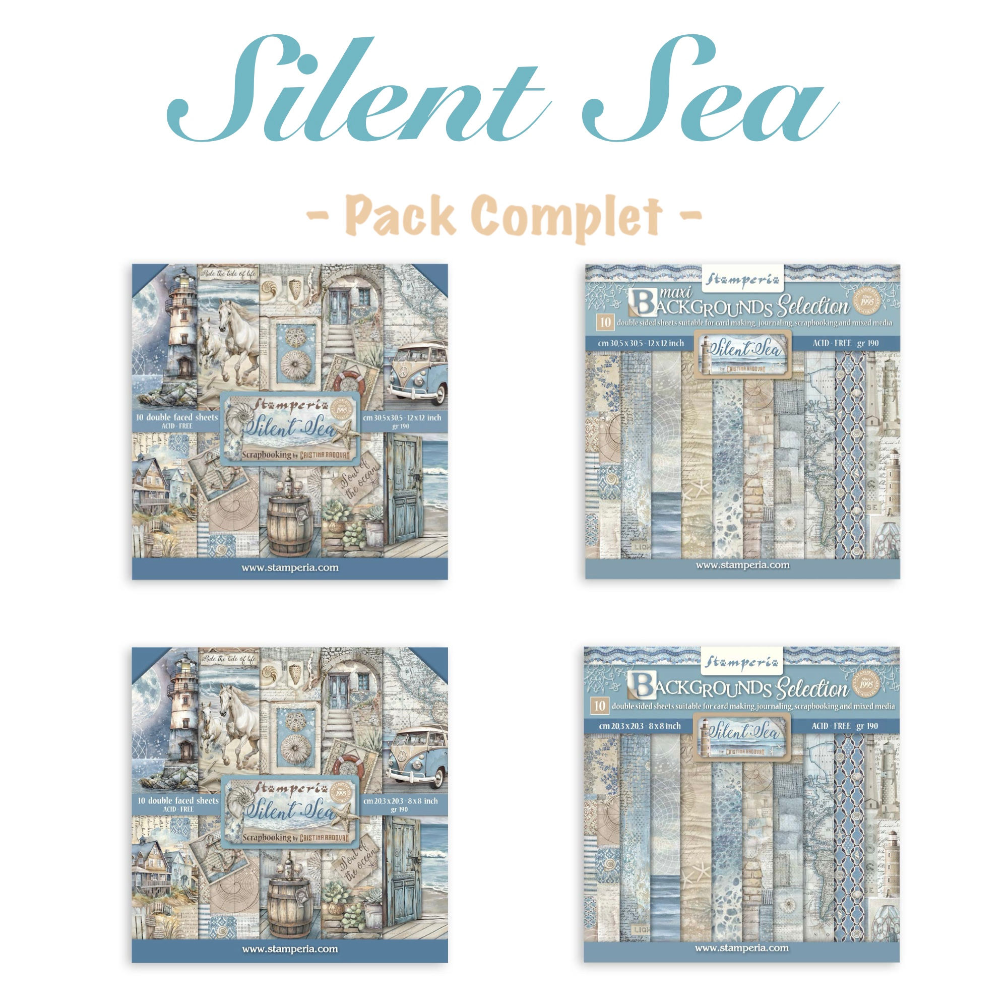 Pack Complet Bloc Stamperia "Silent Sea" (4 blocs)