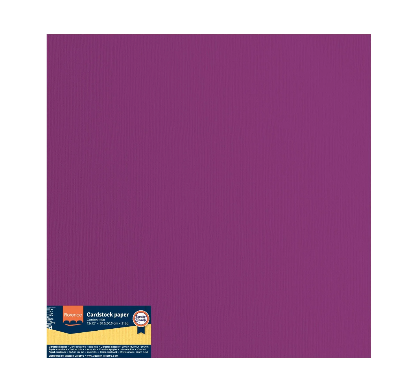 Cardstock Texturé Florence "Mauve" -- 20 Feuilles -- 216gr -- 30,5 x 30,5 cm
