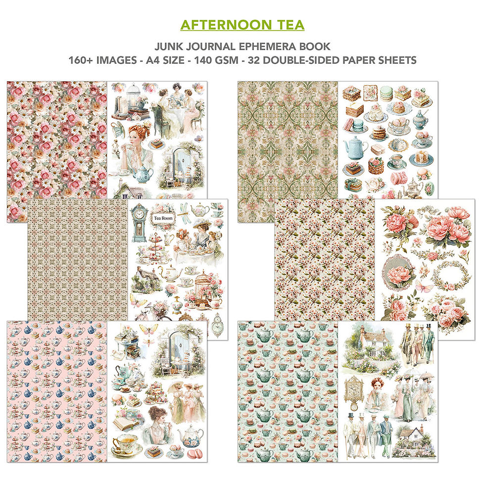 Miniature : Ephemera Book de 32 pages -- Afternoon Tea -- Format A4 -- Ciao Bella