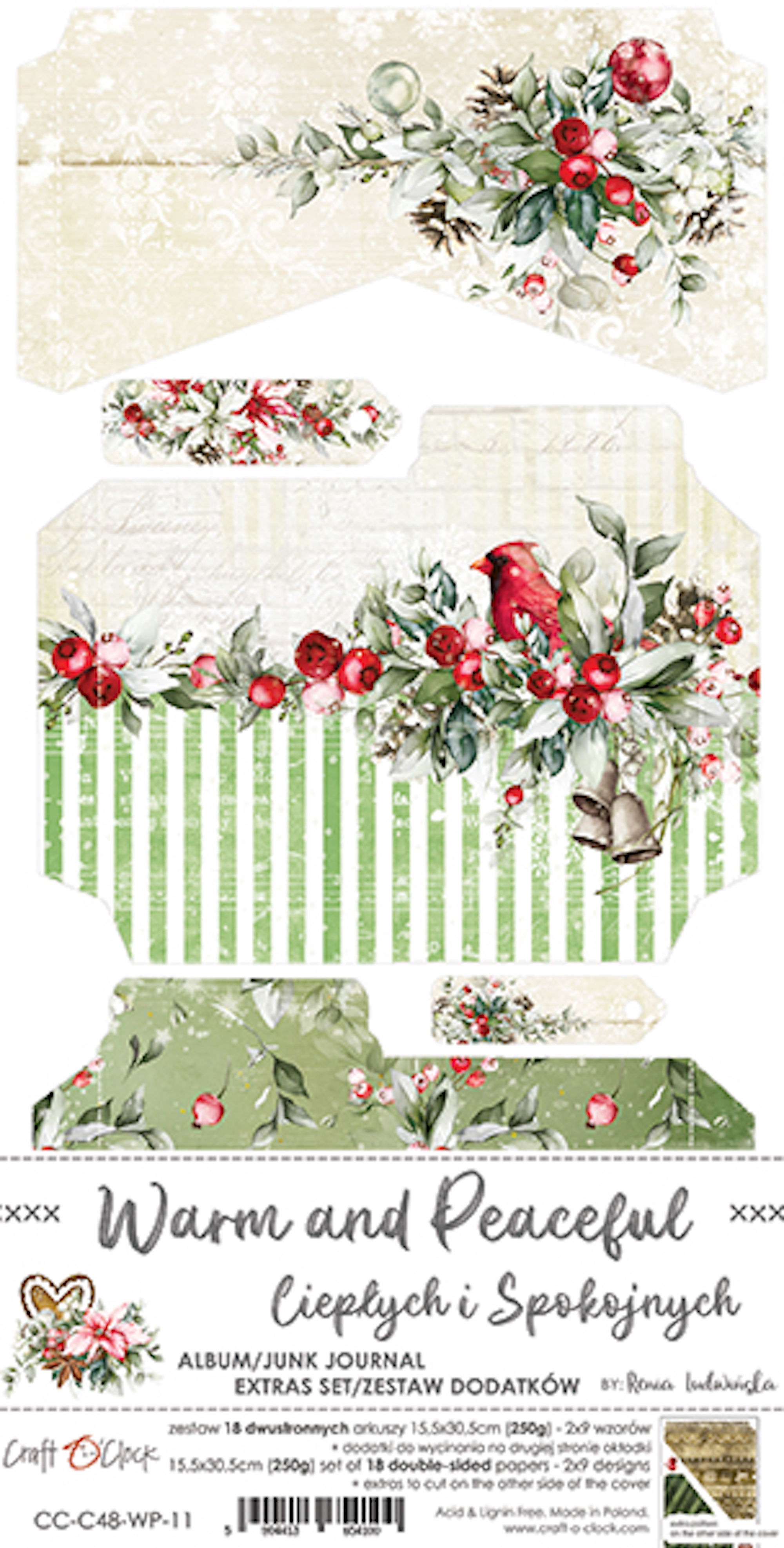 Junk Journal Set Craft O Clock "Warm and Peaceful" -- 15,5 x 30,5 cm