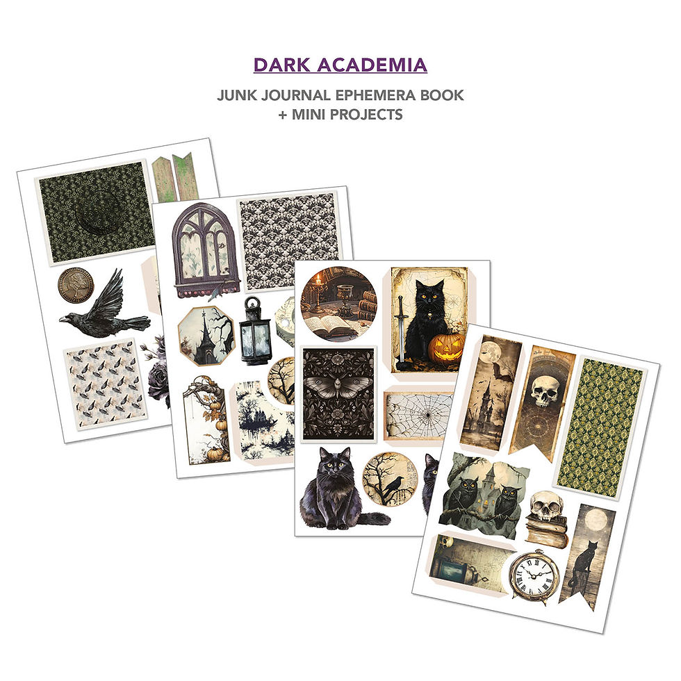 Miniature : Ephemera Book de 32 pages -- Dark Academia -- Format A4 -- Ciao Bella