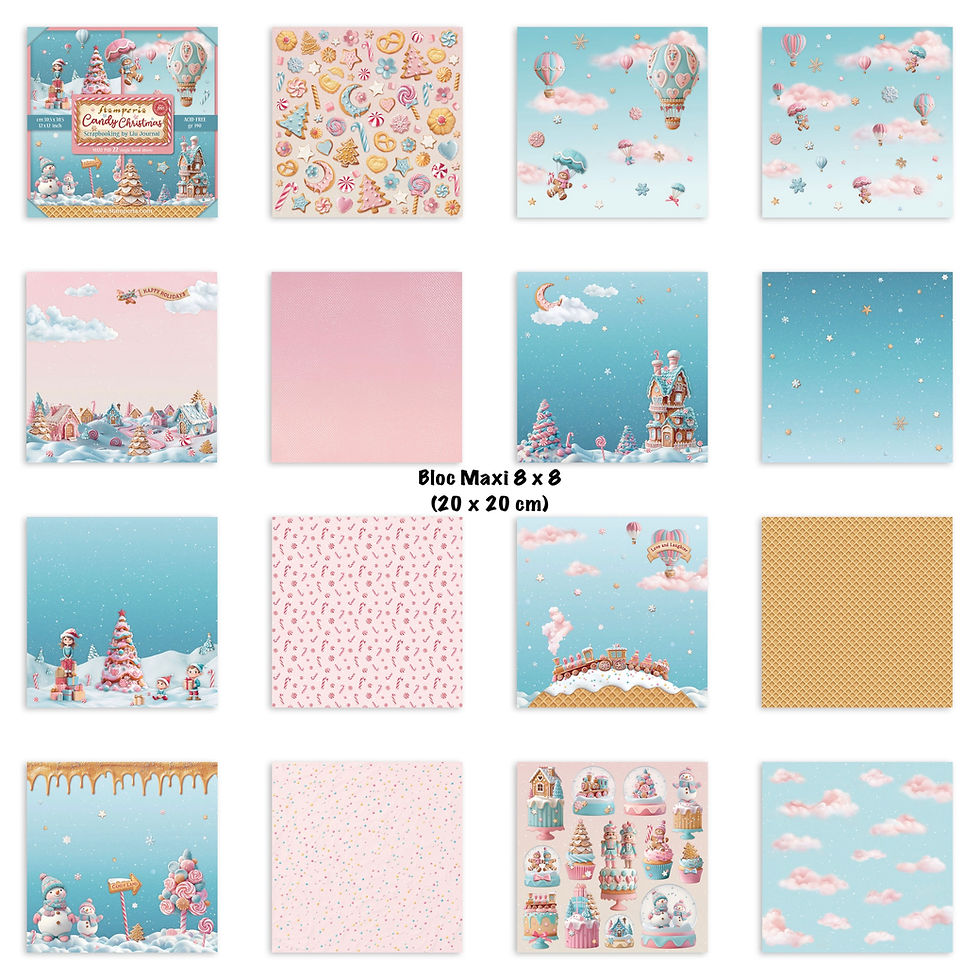 Miniature : Pack Complet MAXI Bloc Stamperia "Candy Christmas" (2 blocs)