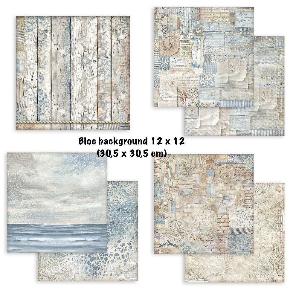 Miniature : Bloc Background Stamperia "Silent Sea"-- Format 12 x 12 (30,5 x 30,5 cm)