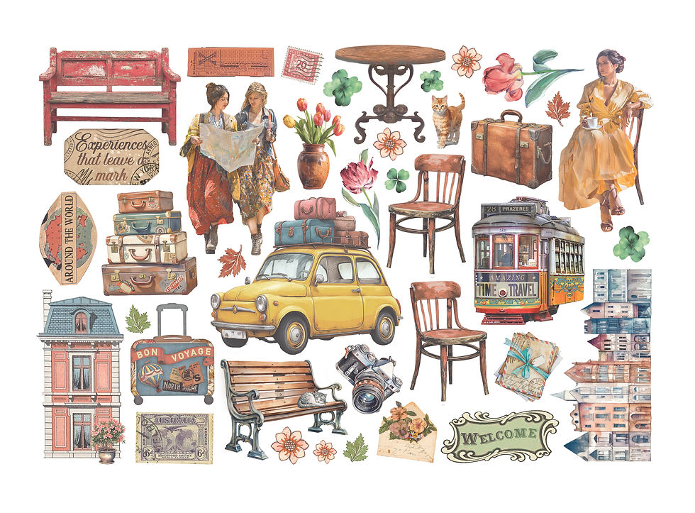 Miniature : Ephemera -- Collection "Art of Travelling" -- Stamperia