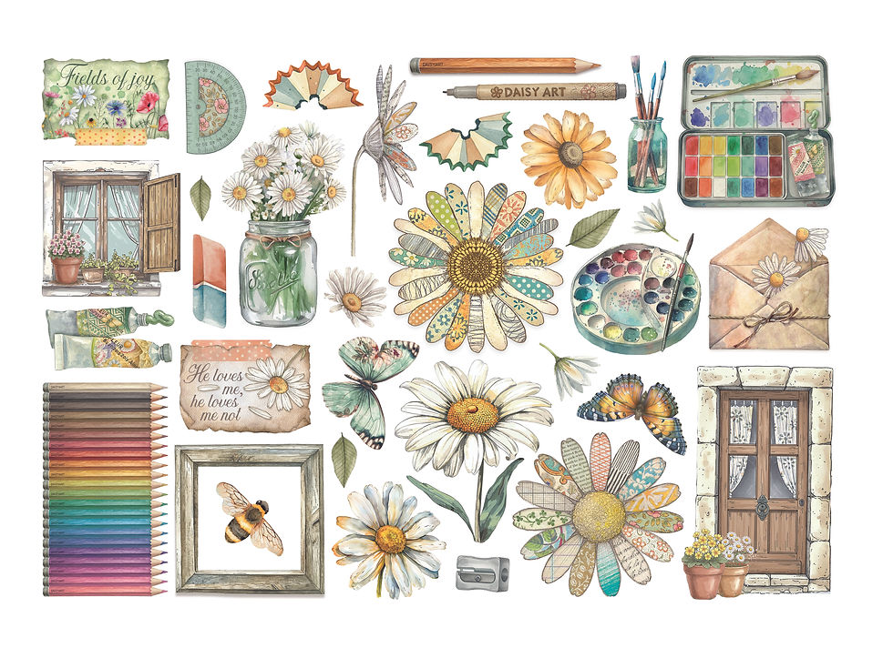 Miniature : Ephemera -- Collection "Daisy Art" -- Stamperia