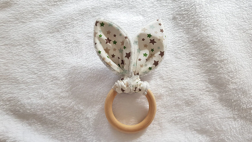 Miniature : Balle de Préhension Montessori / Hochet, Anneau de dentition -- Marron / Vert