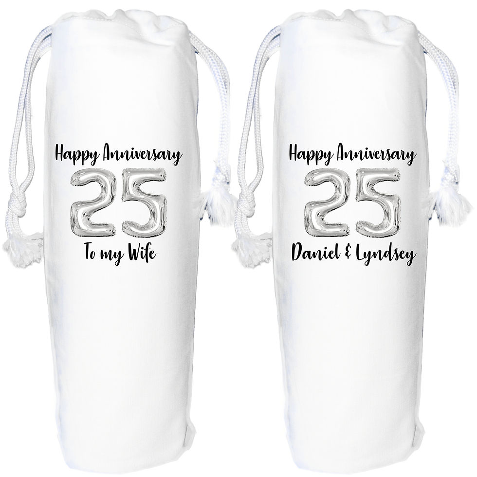 25 years anniversary wine gift bag Silver 25th