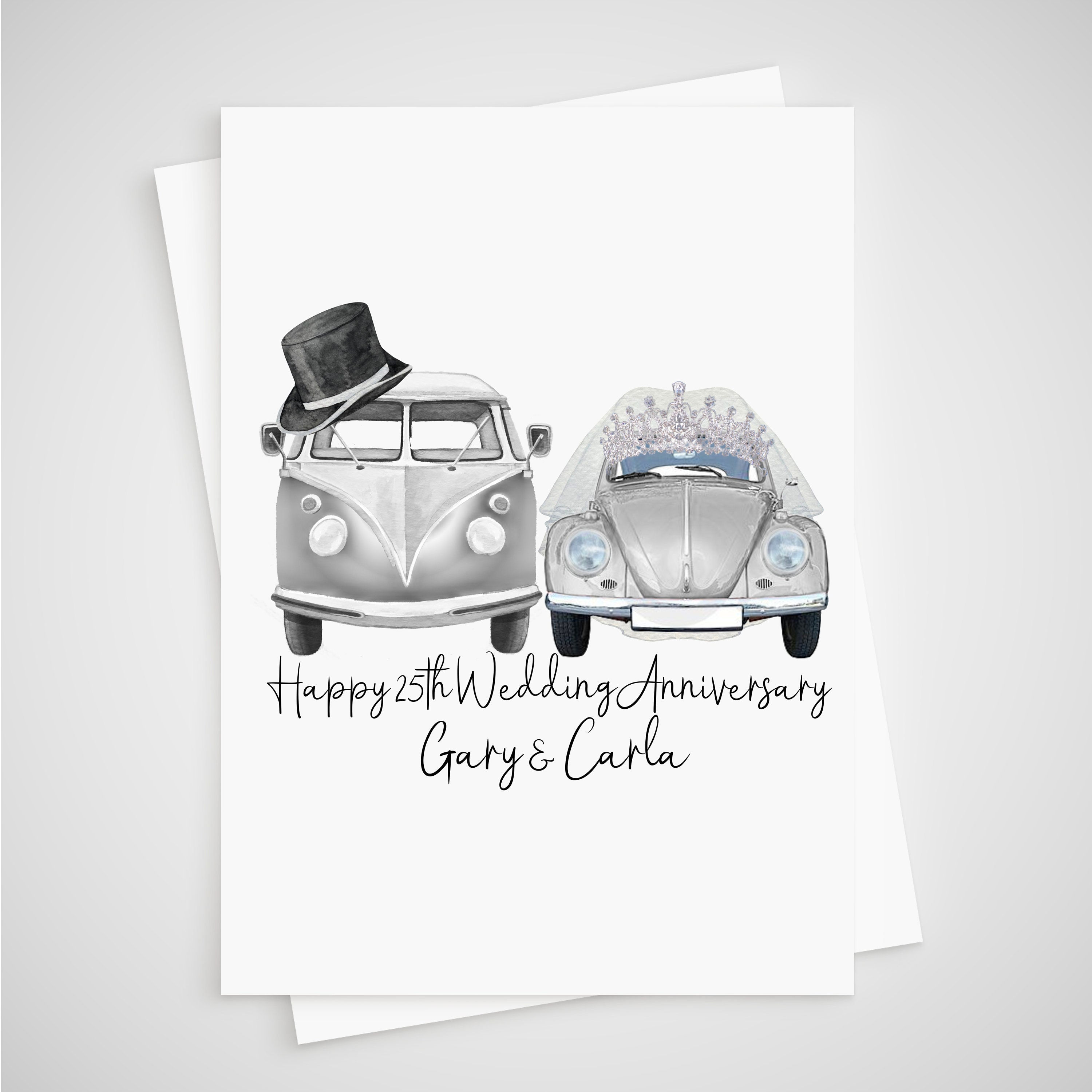 Silver Anniversary Card 25th Camper & Car